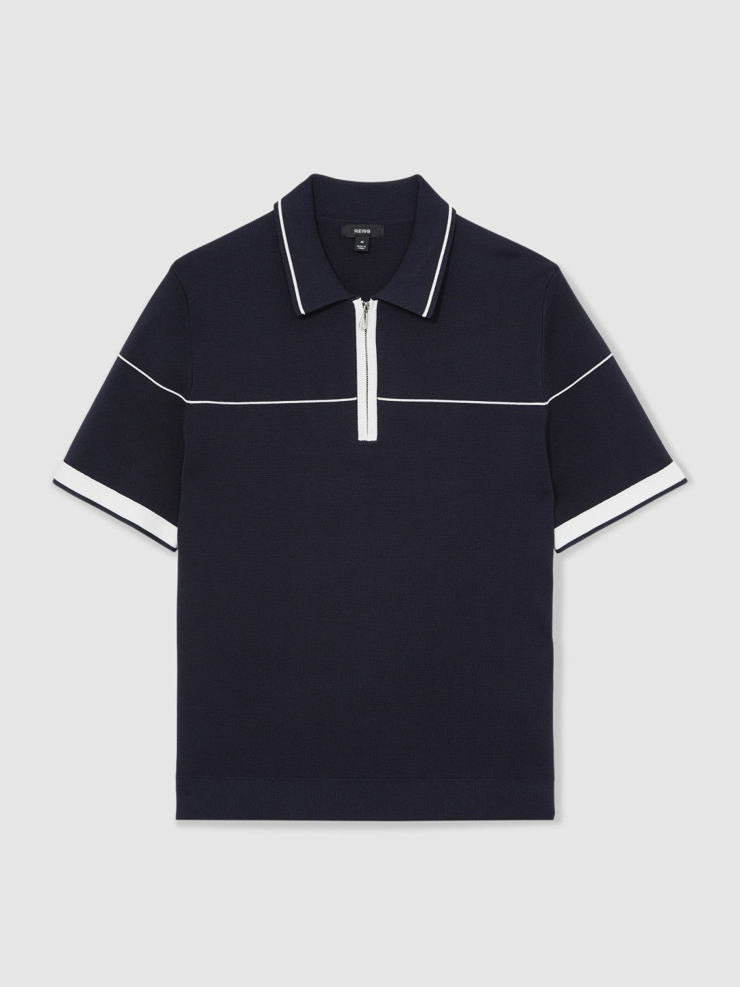 Half Zip Tipped Polo Shirt in Navy/White | Reiss Men Signature