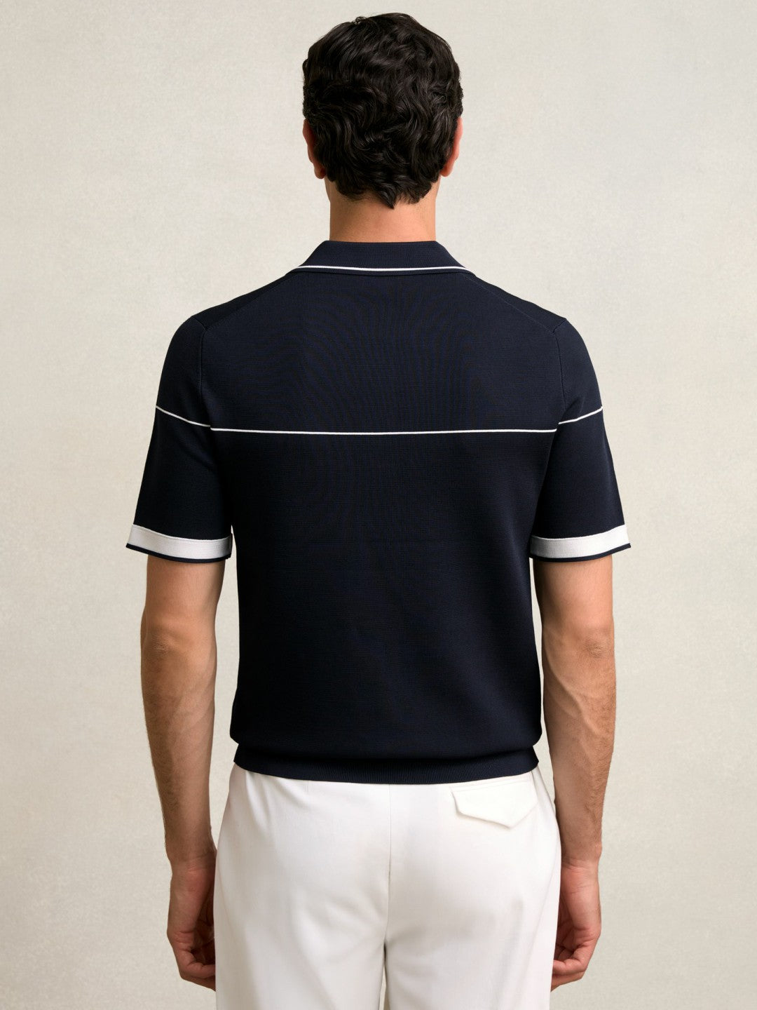 Half Zip Tipped Polo Shirt in Navy/White | Reiss Men Signature