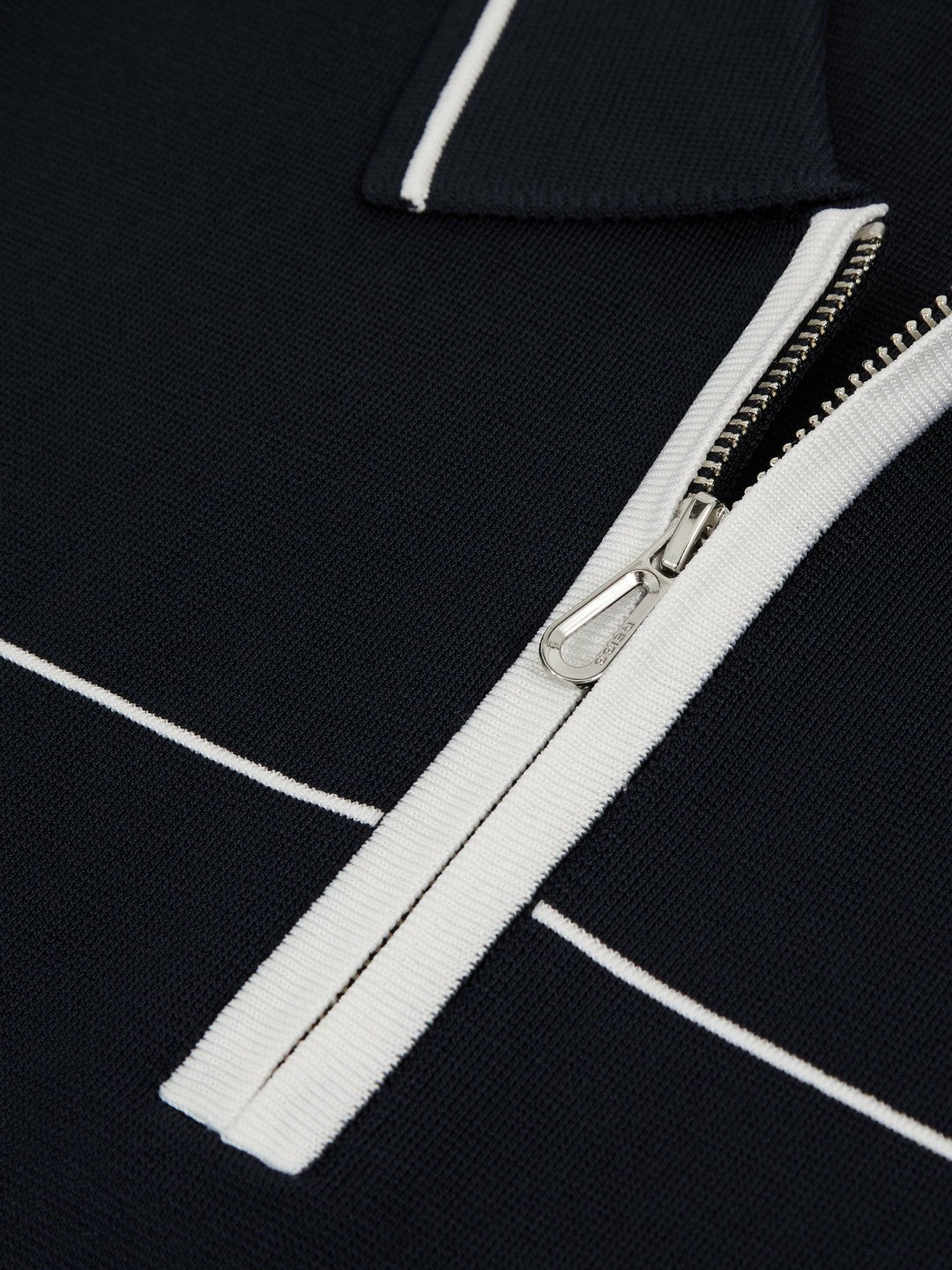 Half Zip Tipped Polo Shirt in Navy/White | Reiss Men Signature