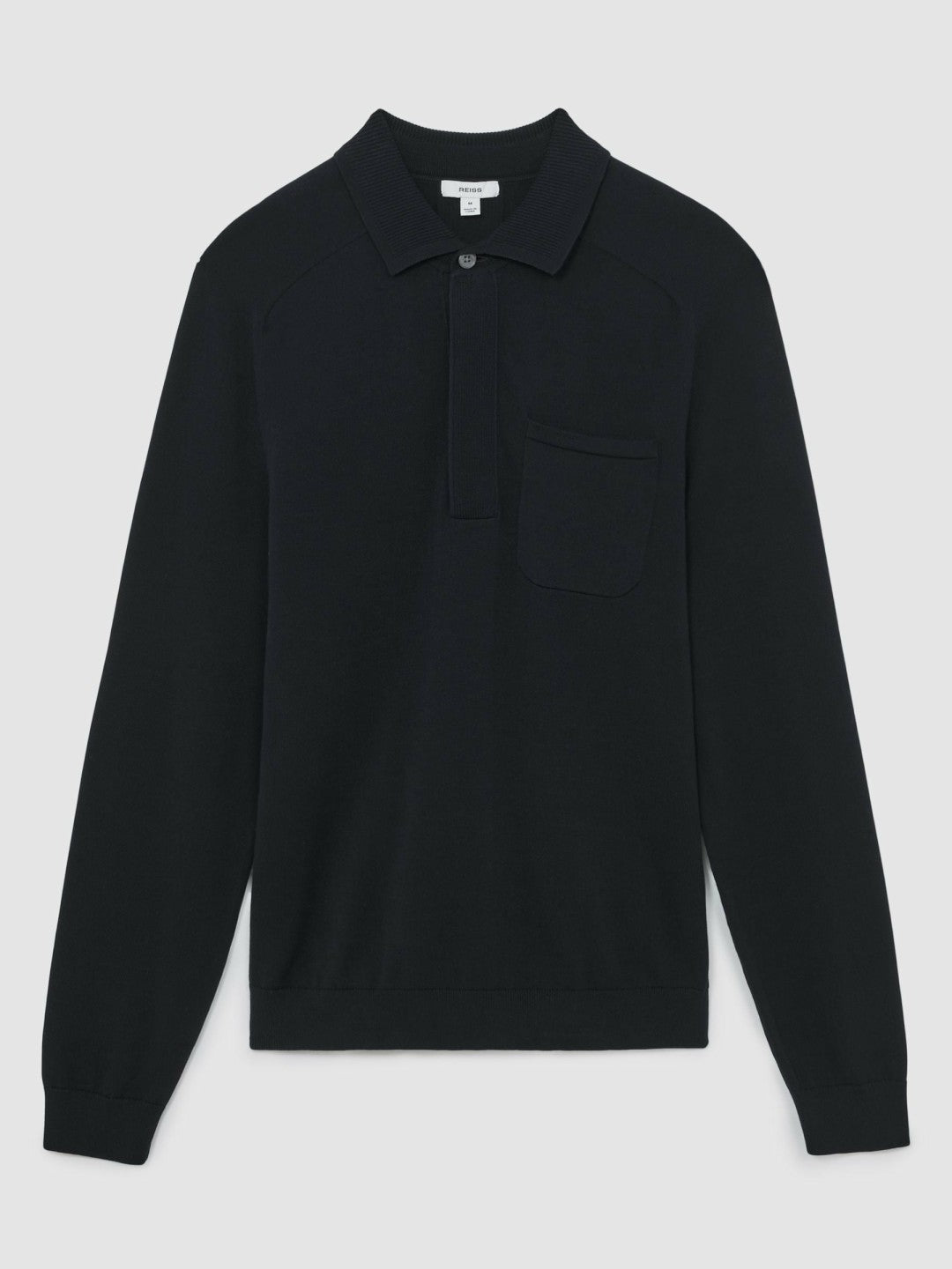 Cotton Concealed Placket Polo Shirt in Navy | Reiss Men Featured