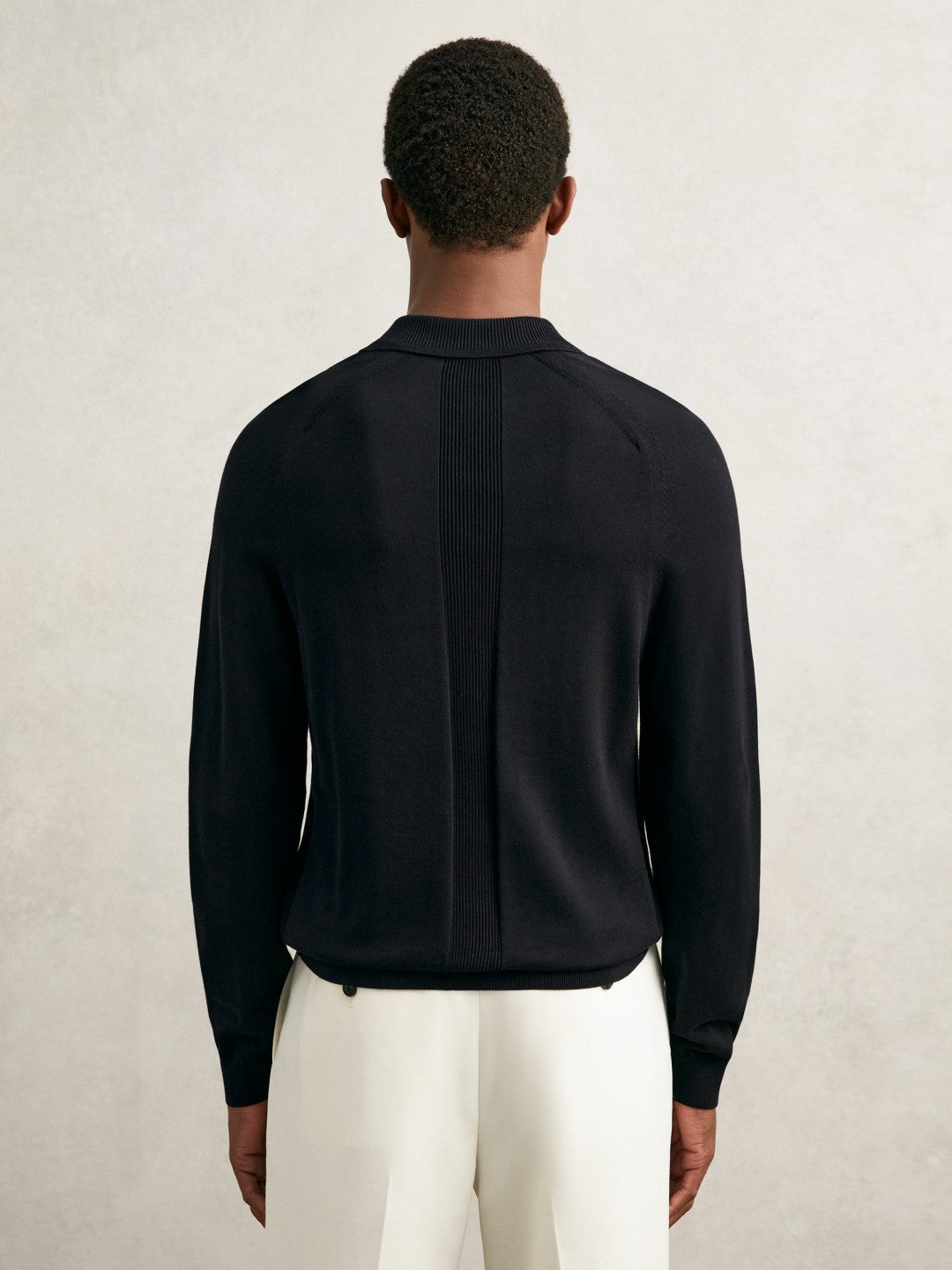 Cotton Concealed Placket Polo Shirt in Navy | Reiss Men Featured