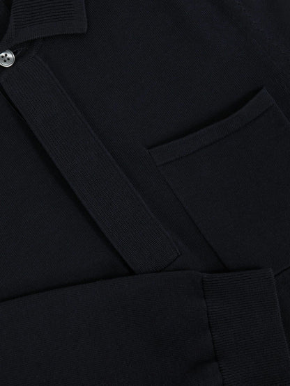 Cotton Concealed Placket Polo Shirt in Navy | Reiss Men Featured