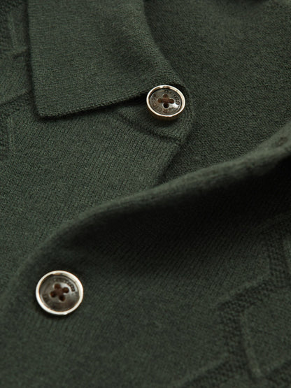 Wool V-Stitch Button-Through Cardigan in Forest Green | Reiss Men Recommended