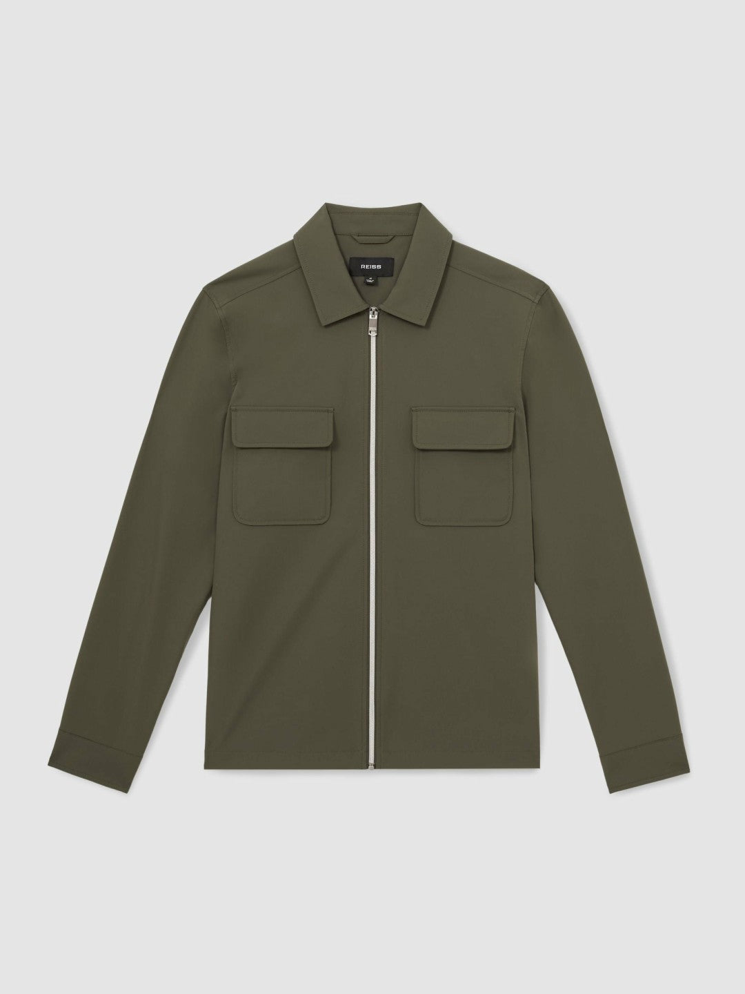 Technical Zip-Through Overshirt in Green | Reiss Men Best Seller