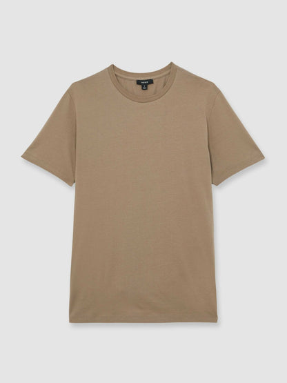 Cotton Crew Neck T-Shirt in Light Taupe Brown | Reiss Men Signature