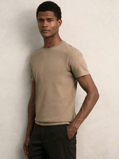 Cotton Crew Neck T-Shirt in Light Taupe Brown | Reiss Men Signature