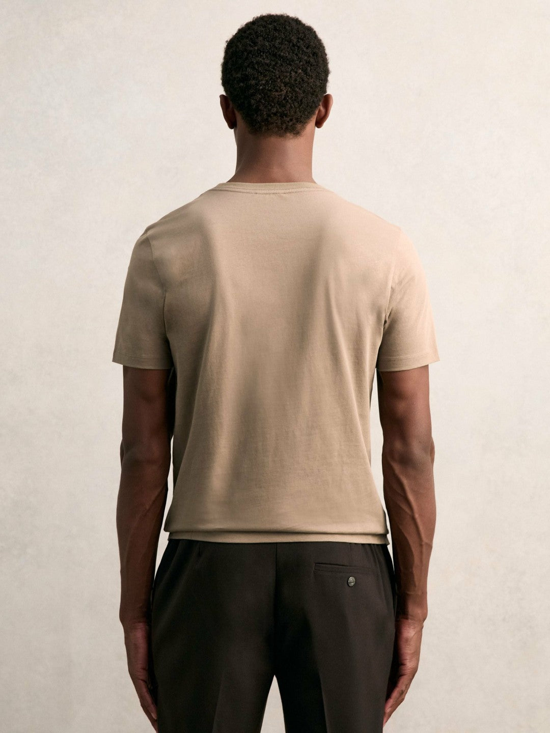 Cotton Crew Neck T-Shirt in Light Taupe Brown | Reiss Men Signature