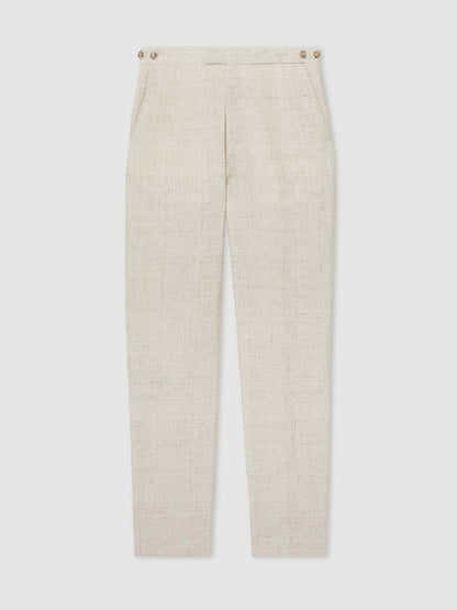 Linen-Cotton Slim-Fit Suit Trousers in Stone | Reiss Men Featured