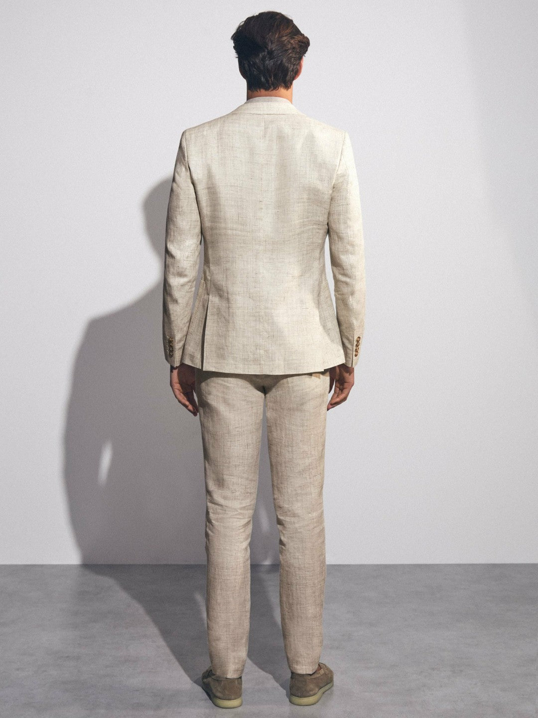 Linen-Cotton Slim-Fit Suit Trousers in Stone | Reiss Men Featured