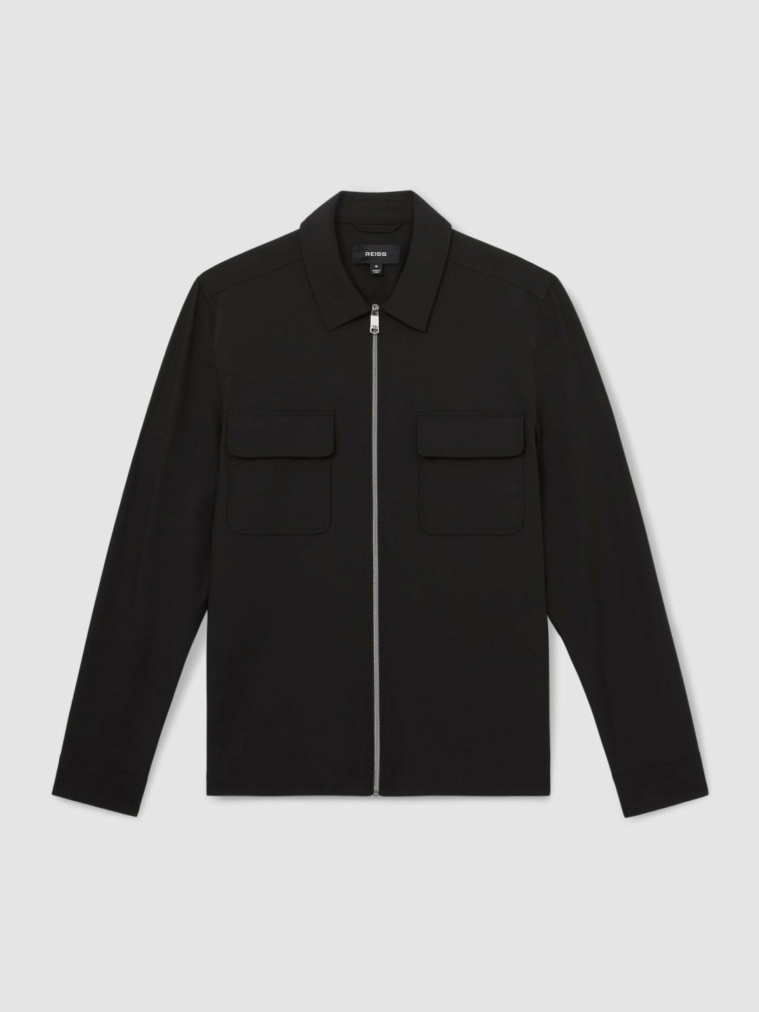 Technical Zip-Through Overshirt in Black | Reiss Men Featured