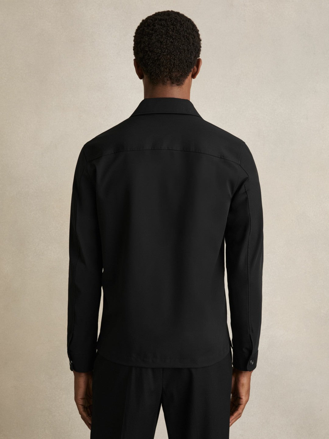 Technical Zip-Through Overshirt in Black | Reiss Men Featured