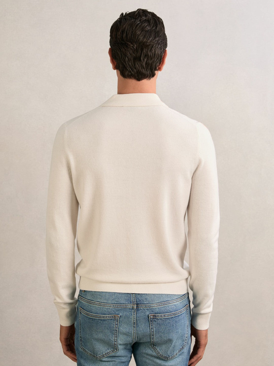 Wool V-Stitch Button-Through Cardigan in Off White | Reiss Men Featured
