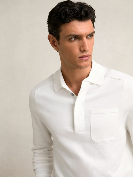 Cotton Concealed Placket Polo Shirt in White | Reiss Men Recommended