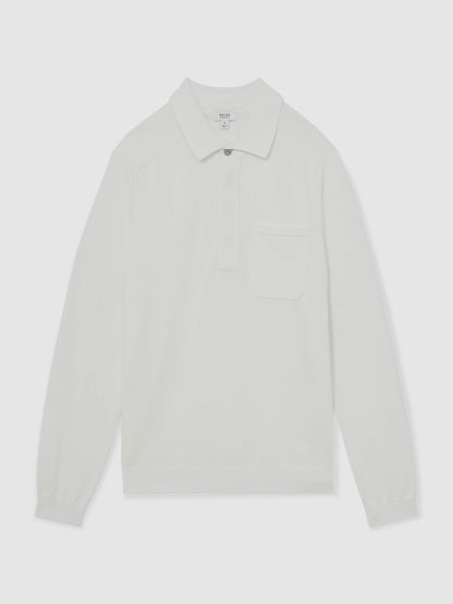 Cotton Concealed Placket Polo Shirt in White | Reiss Men Recommended