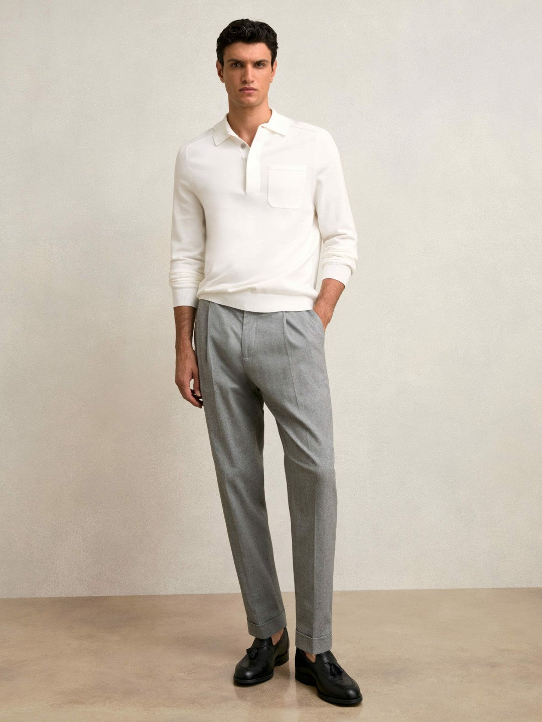 Cotton Concealed Placket Polo Shirt in White | Reiss Men Recommended