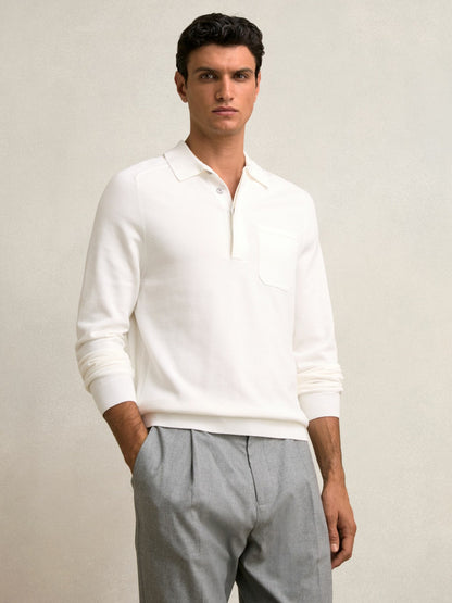 Cotton Concealed Placket Polo Shirt in White | Reiss Men Recommended