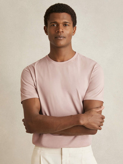 Cotton Crew Neck T-Shirt in Soft Pink | Reiss Men Premium