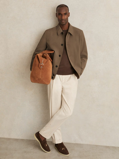 Technical Button Through Jacket in Chestnut Brown | Reiss Men Premium