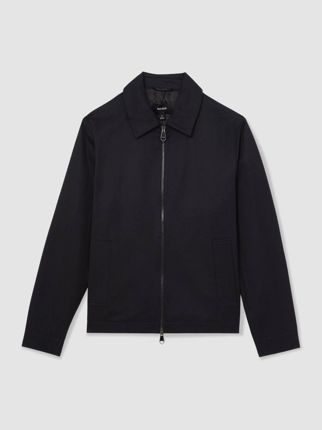 Lyocell-Cotton Zip-Through Twill Jacket in Navy | Reiss Men Best Seller