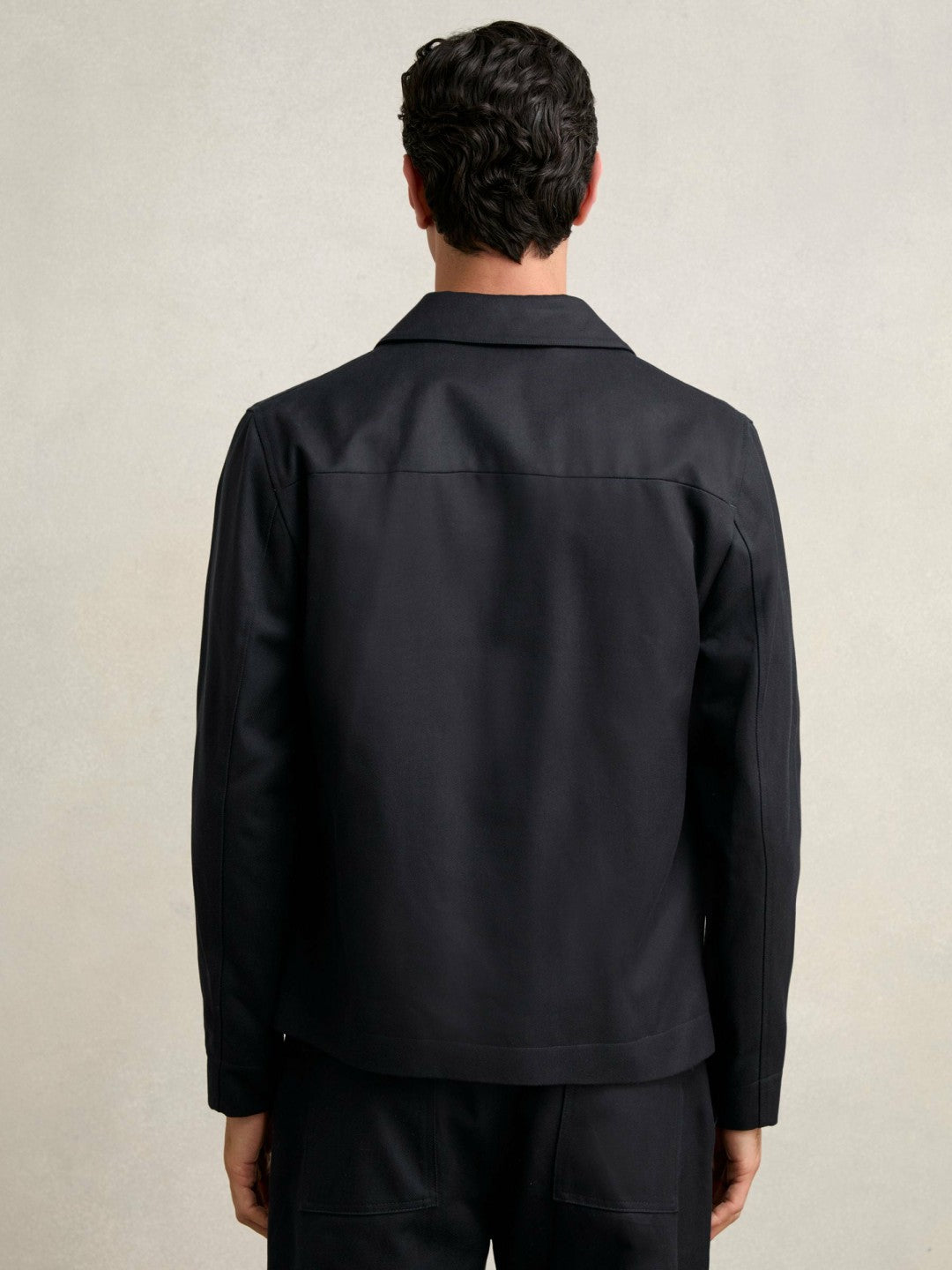 Lyocell-Cotton Zip-Through Twill Jacket in Navy | Reiss Men Best Seller