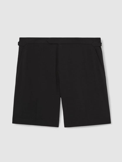 Side-Adjuster Tailored Shorts in Black | Reiss Men Exclusive
