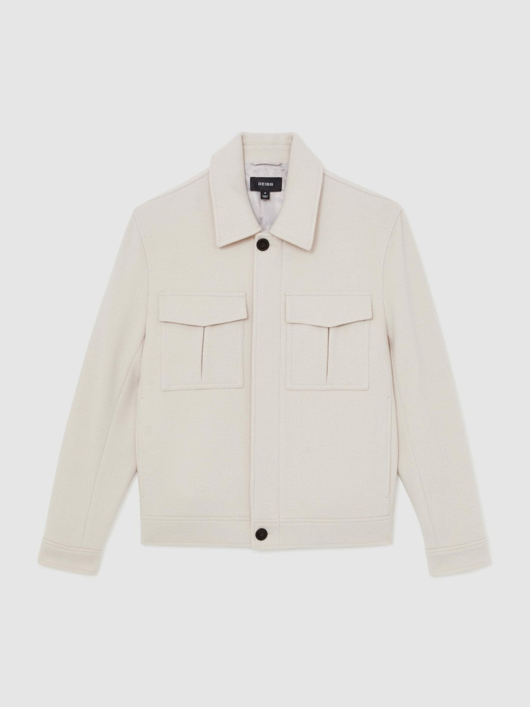 Wool Blend Twin Pocket Zipped Jacket in Ivory | Reiss Men Recommended