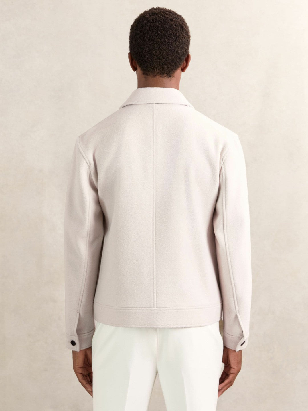 Wool Blend Twin Pocket Zipped Jacket in Ivory | Reiss Men Recommended