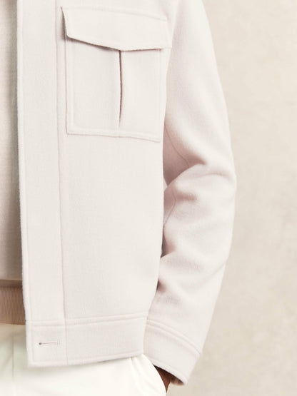 Wool Blend Twin Pocket Zipped Jacket in Ivory | Reiss Men Recommended
