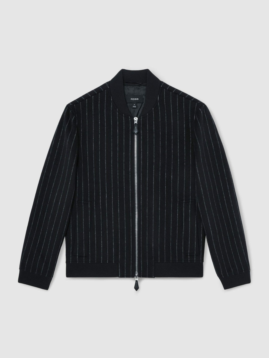 Wool-Blend Chalk-Stripe Bomber Jacket in Navy | Reiss Men Best Seller