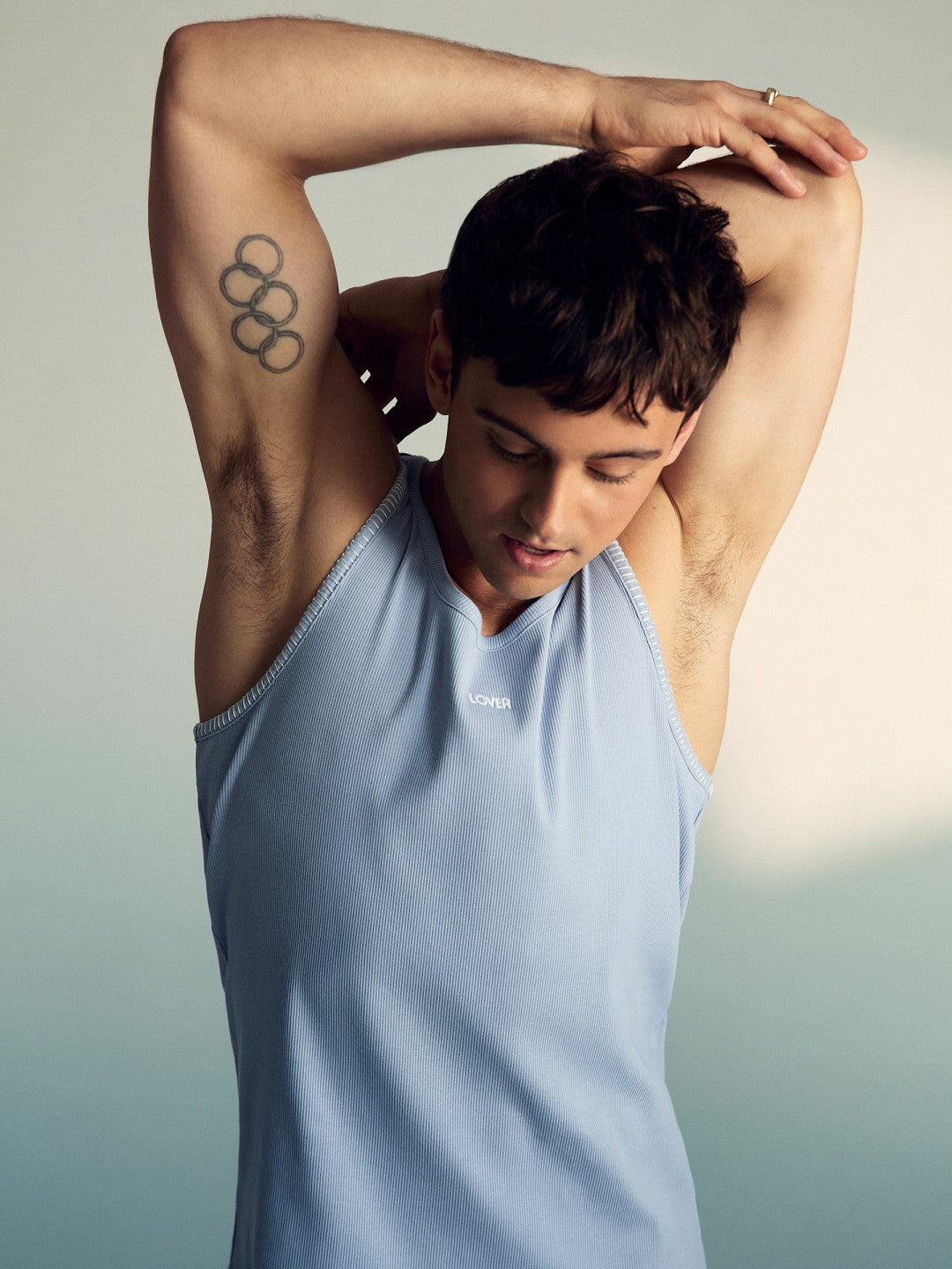 | Tom Daley Cotton Lover Vest with Stretch in Soft Blue | Reiss Men Popular
