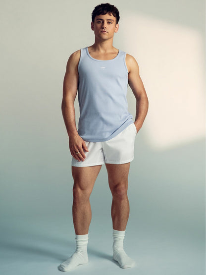 | Tom Daley Cotton Lover Vest with Stretch in Soft Blue | Reiss Men Popular