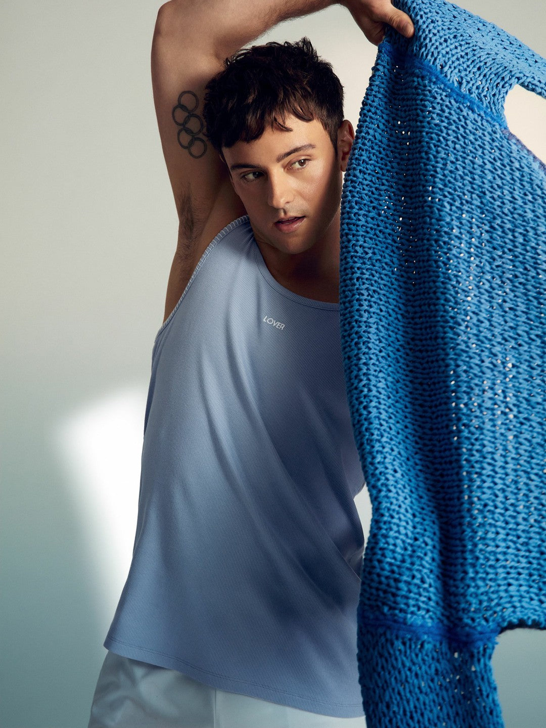 | Tom Daley Cotton Lover Vest with Stretch in Soft Blue | Reiss Men Popular