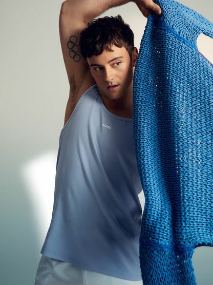 | Tom Daley Cotton Lover Vest with Stretch in Soft Blue | Reiss Men Popular