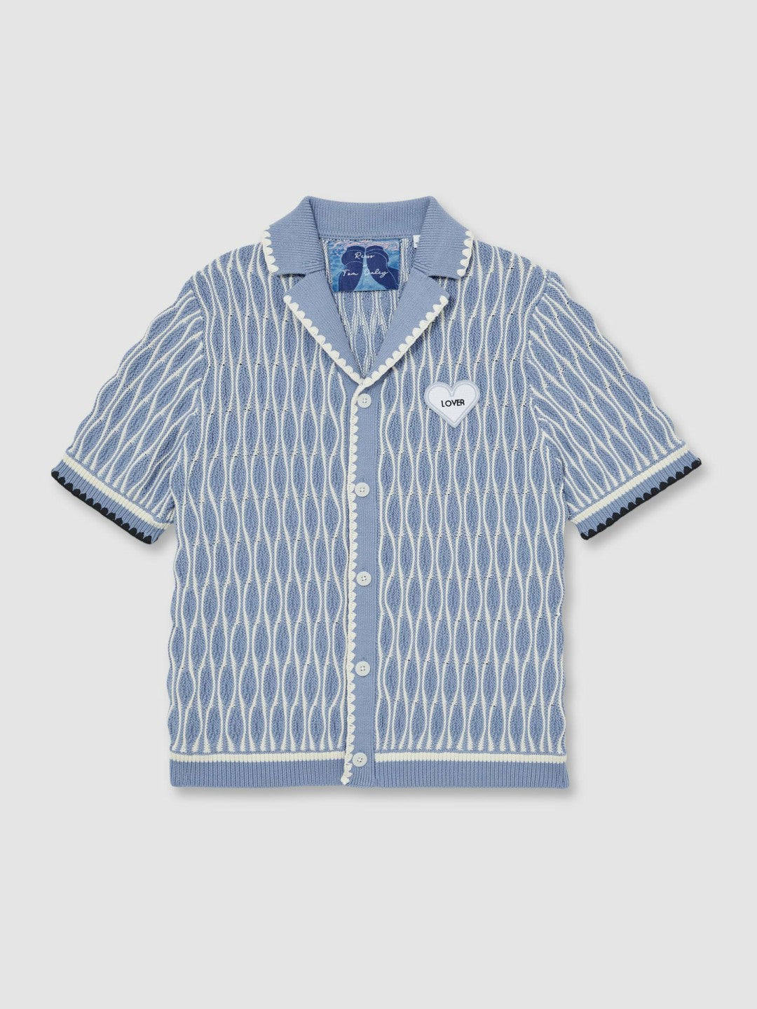 Tom Daley Wave-Knit Shirt in Soft Blue/White | Reiss Men Best Seller