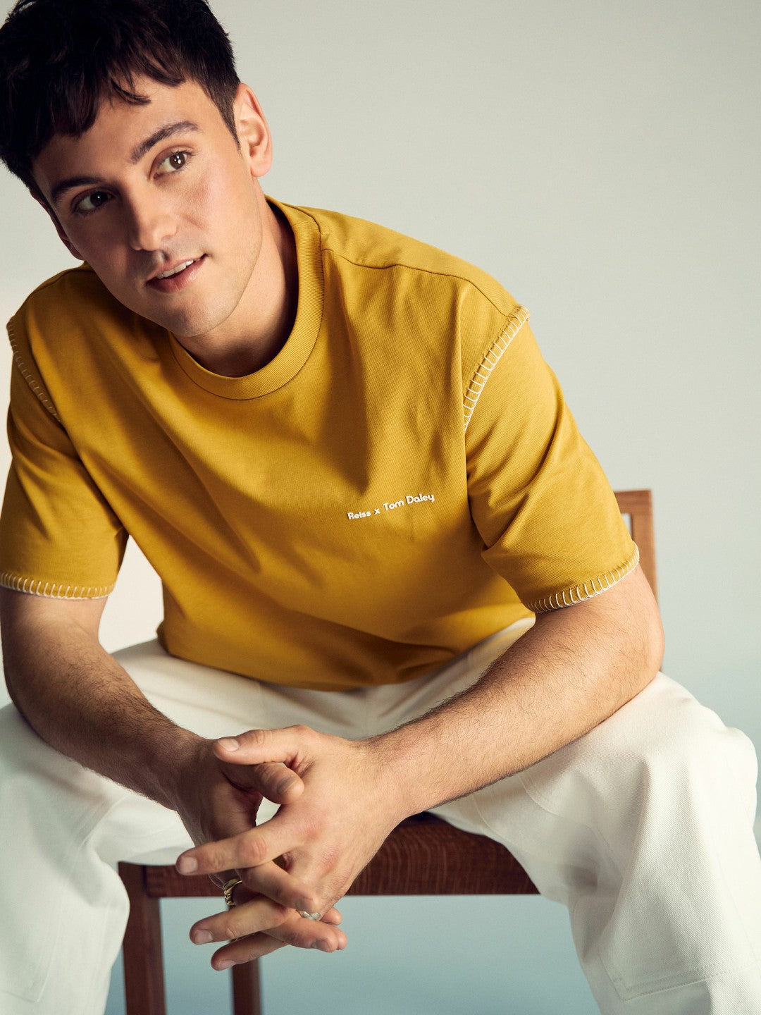 | Tom Daley Graphic-Print T-Shirt in Yellow | Reiss Men Exclusive