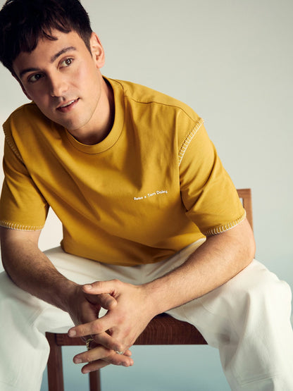 | Tom Daley Graphic-Print T-Shirt in Yellow | Reiss Men Exclusive