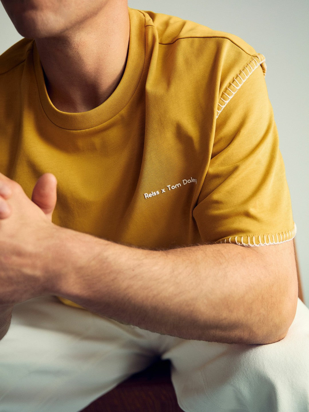 | Tom Daley Graphic-Print T-Shirt in Yellow | Reiss Men Exclusive