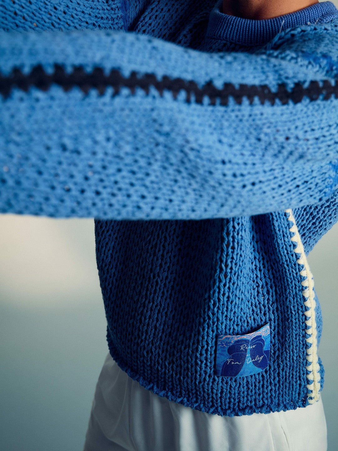 | Tom Daley Chunky Knit Jumper in Soft Blue | Reiss Men Signature
