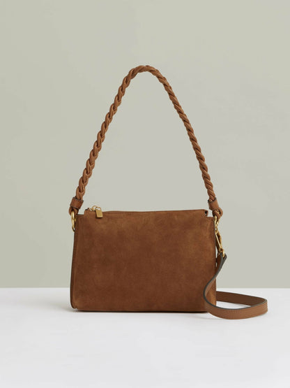 Suede Plaited-Strap Cross-Body Bag in Tan | Reiss Women Featured