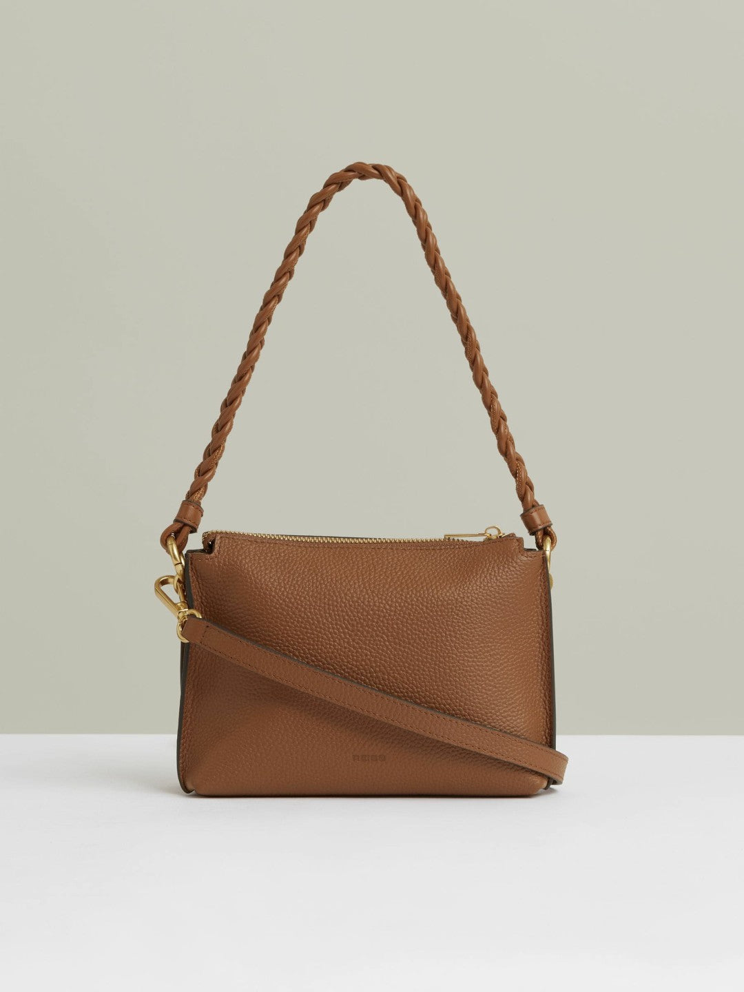 Suede Plaited-Strap Cross-Body Bag in Tan | Reiss Women Featured