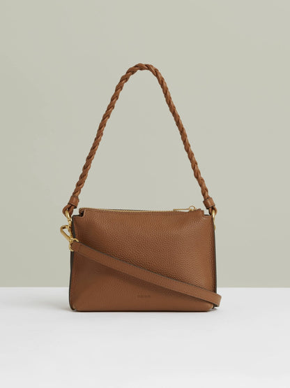 Suede Plaited-Strap Cross-Body Bag in Tan | Reiss Women Featured