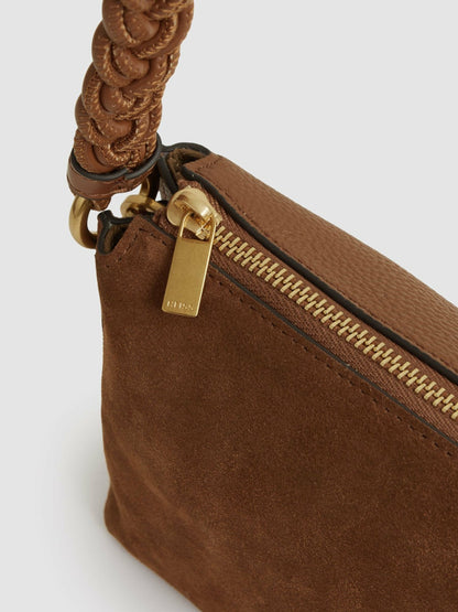 Suede Plaited-Strap Cross-Body Bag in Tan | Reiss Women Featured