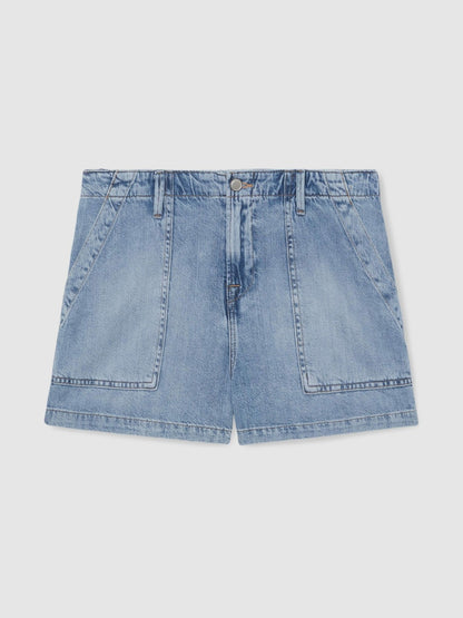 Good American Denim Shorts With Linen in Indigo Blue | Reiss Women Premium