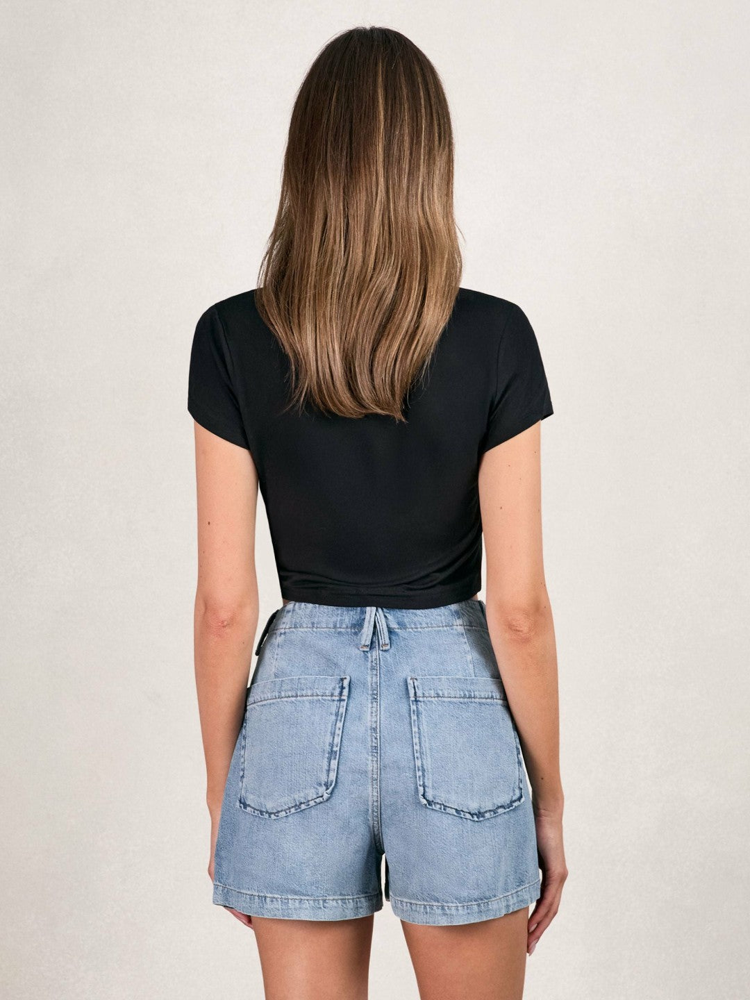 Good American Denim Shorts With Linen in Indigo Blue | Reiss Women Premium