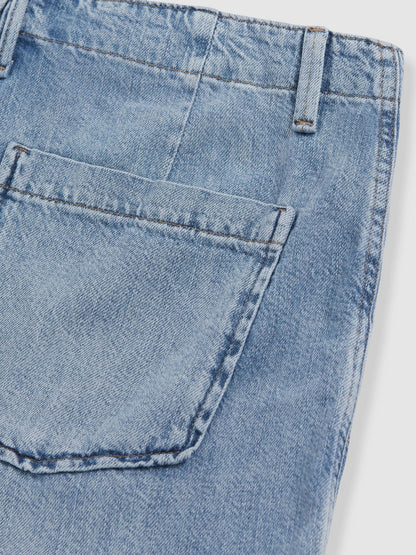 Good American Denim Shorts With Linen in Indigo Blue | Reiss Women Premium