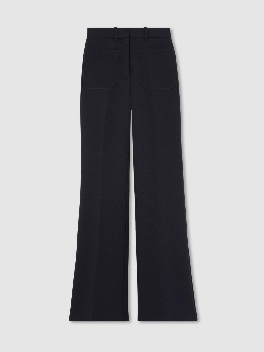 Twill Patch-Pocket Flared Trousers in Navy | Reiss Women Popular
