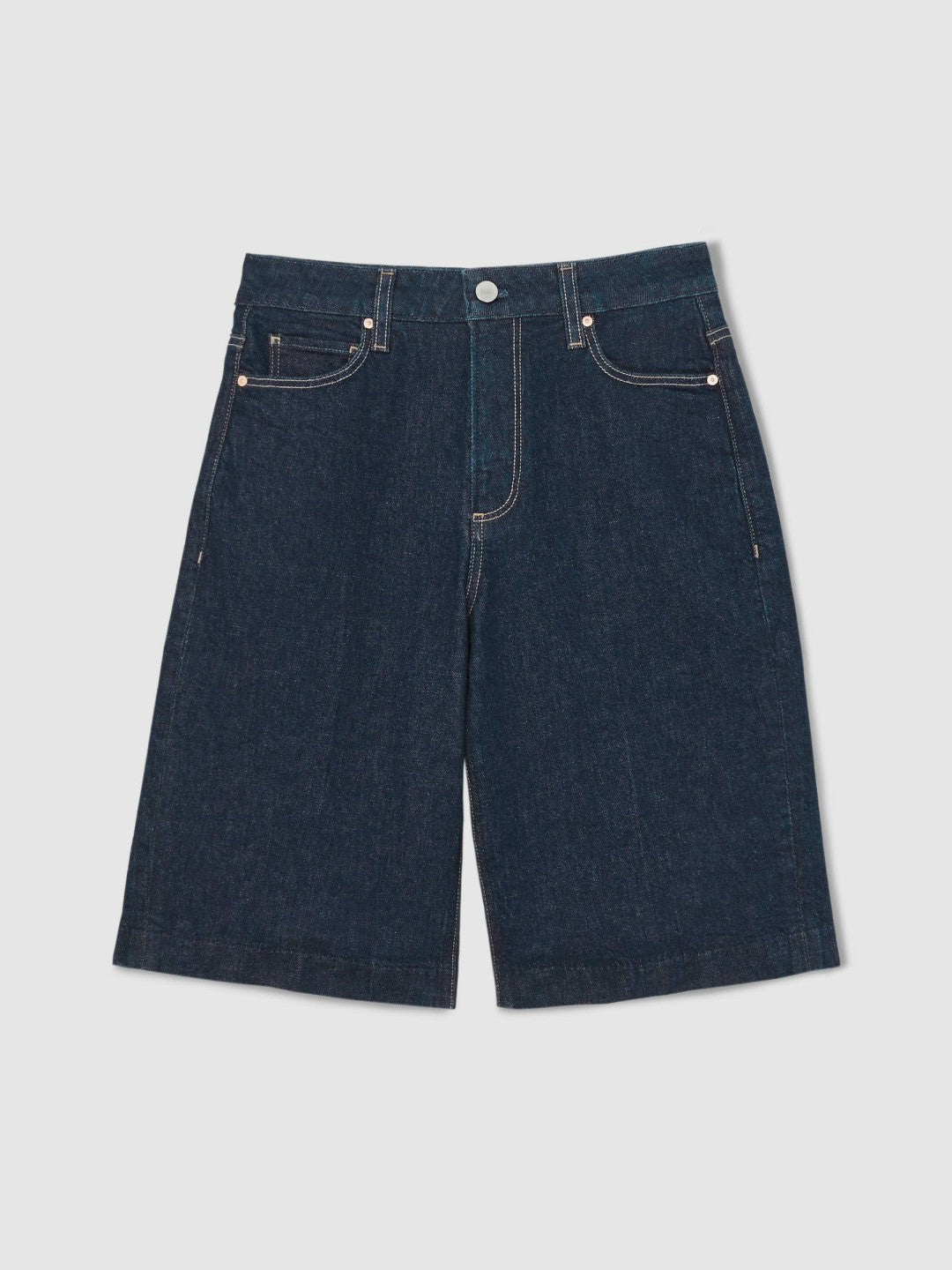 Paige Denim Bermuda Shorts in Navy | Reiss Women Featured