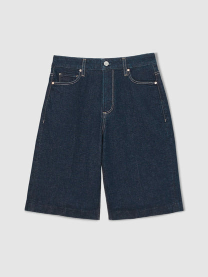 Paige Denim Bermuda Shorts in Navy | Reiss Women Featured