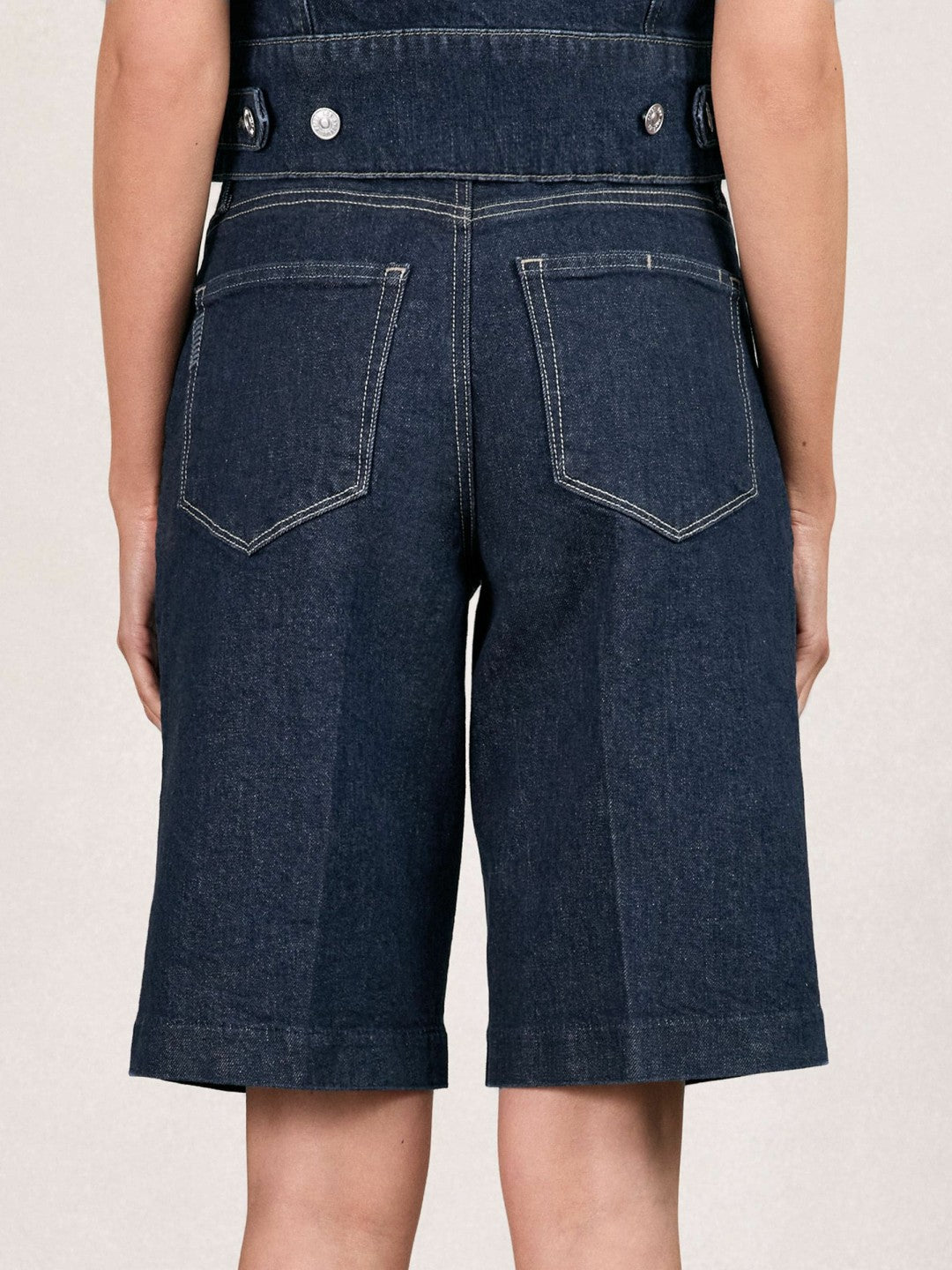 Paige Denim Bermuda Shorts in Navy | Reiss Women Featured