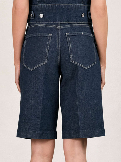 Paige Denim Bermuda Shorts in Navy | Reiss Women Featured